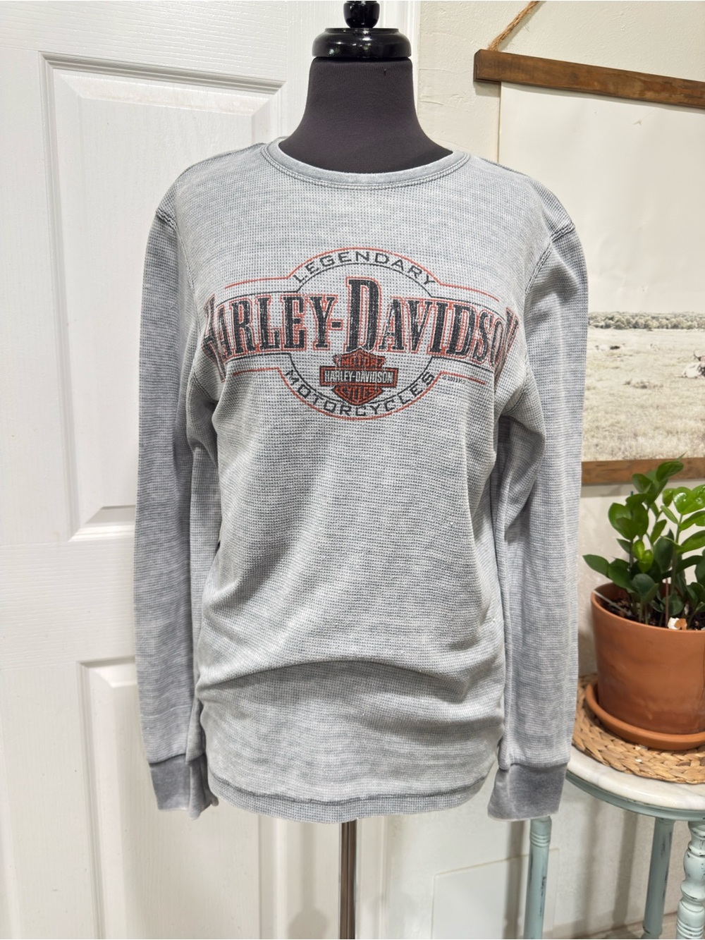 Harley-Davidson Gray Crewneck with Faded Orange Logo